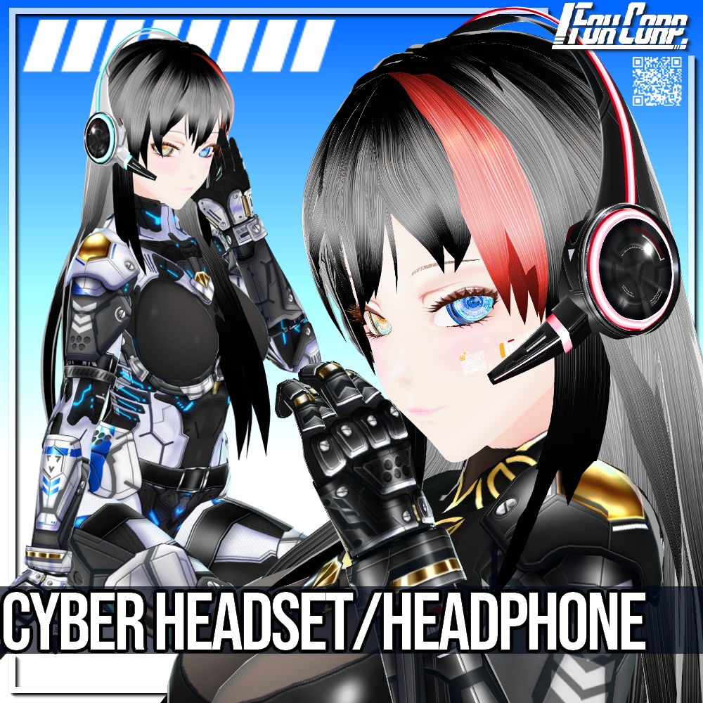 VRoid用 【光る!】サイバーゲーミングヘッドセット/ヘッドホン - Cyber Headset / Headphone 3*4 Colors