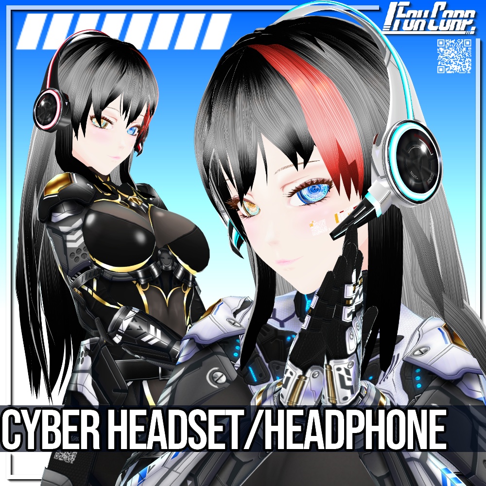 VRoid用 【光る!】サイバーゲーミングヘッドセット/ヘッドホン - Cyber Headset / Headphone 3*4 Colors