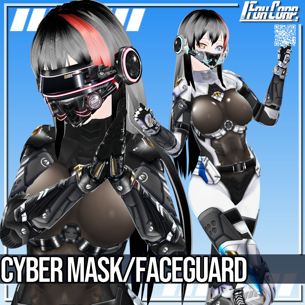 VRoid用 3*4色展開 サイバーマスク/フェイスガード - Cyber Mask/Faceguard 3*4Colors