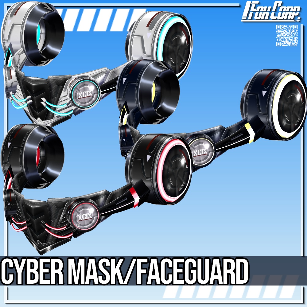 VRoid用 3*4色展開 サイバーマスク/フェイスガード - Cyber Mask/Faceguard 3*4Colors