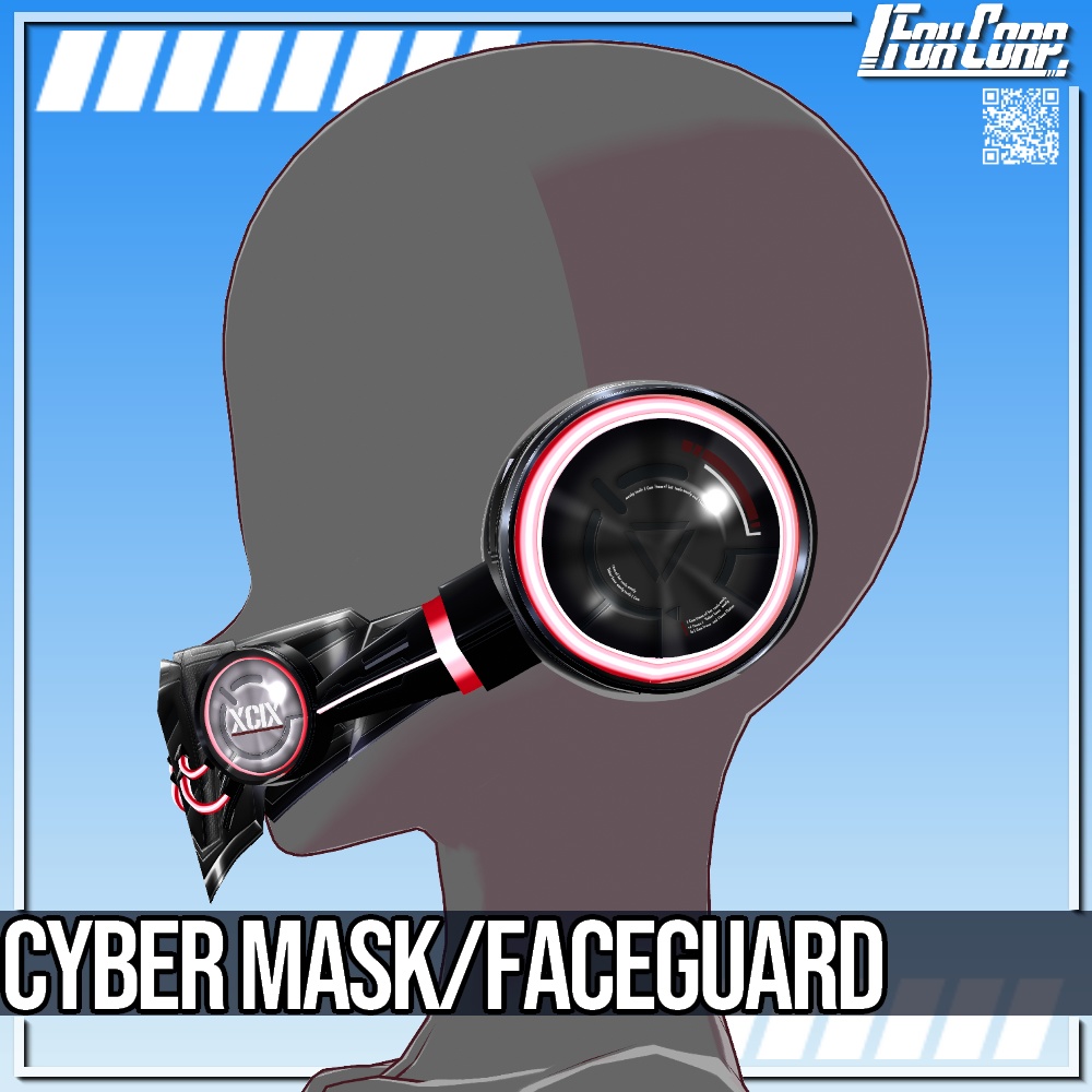 VRoid用 3*4色展開 サイバーマスク/フェイスガード - Cyber Mask/Faceguard 3*4Colors