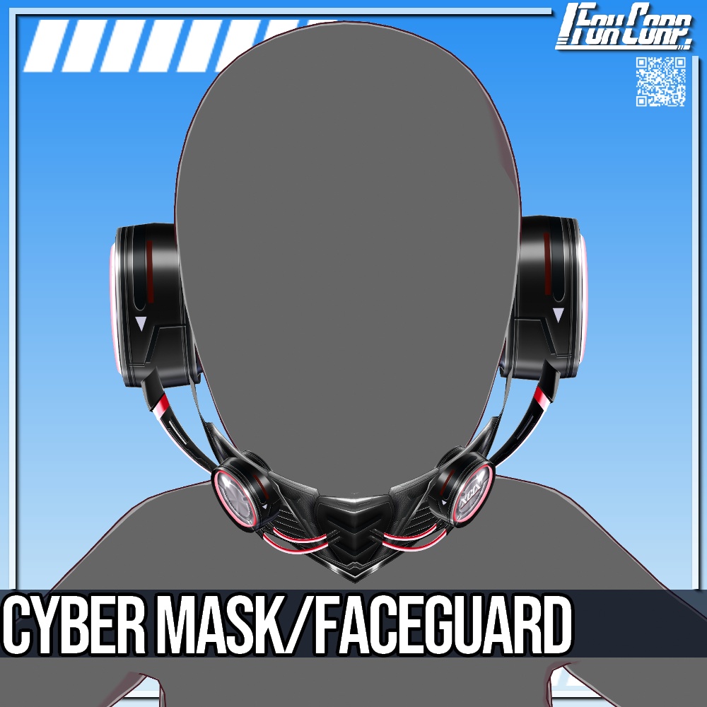 VRoid用 3*4色展開 サイバーマスク/フェイスガード - Cyber Mask/Faceguard 3*4Colors