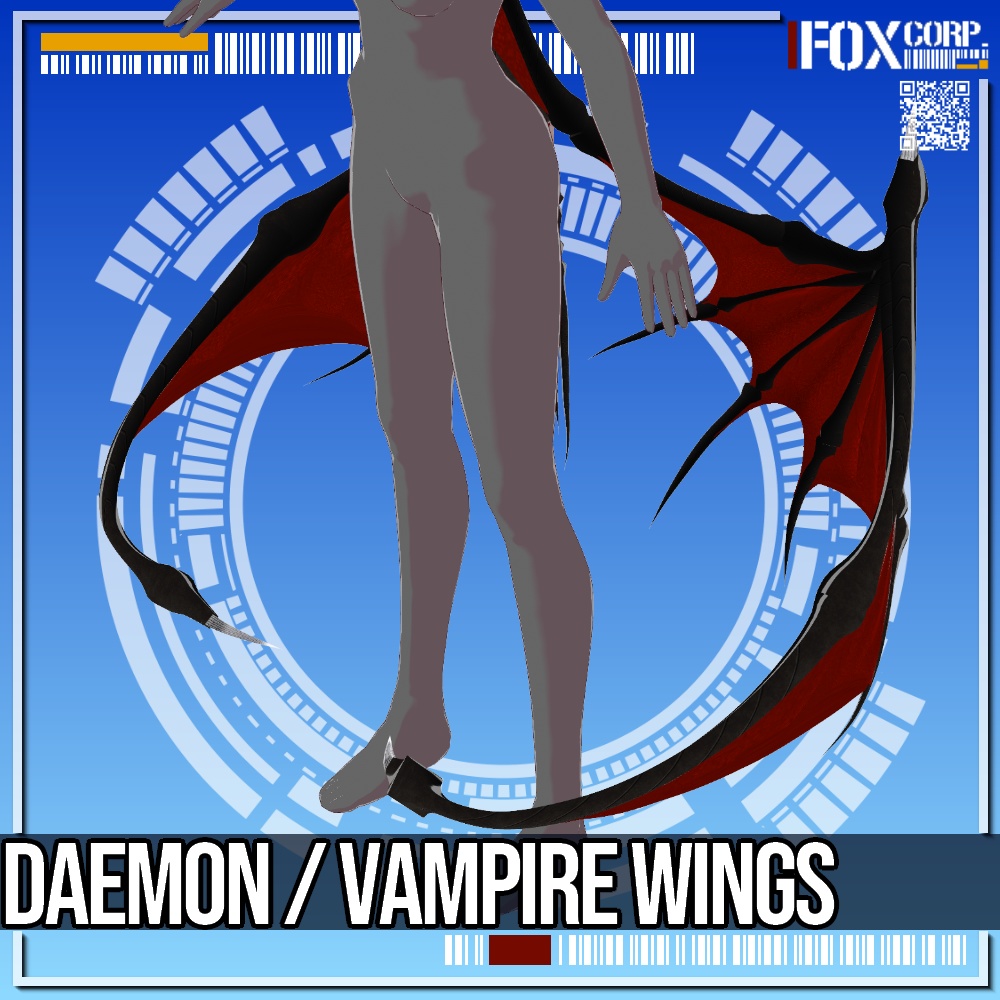 VRoid用 3色展開 悪魔の翼 / 吸血鬼の翼 - Daemon Wings / Vampire Wings 3Colors