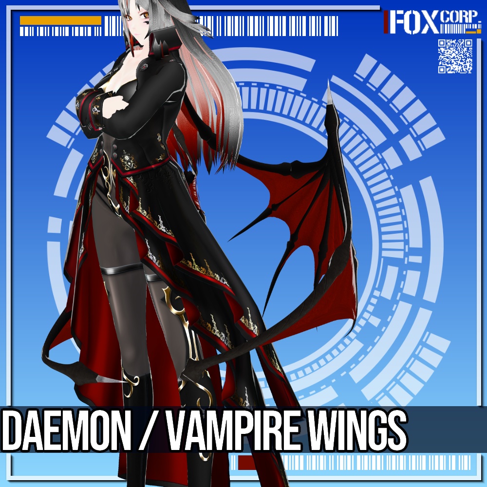 VRoid用 3色展開 悪魔の翼 / 吸血鬼の翼 - Daemon Wings / Vampire Wings 3Colors
