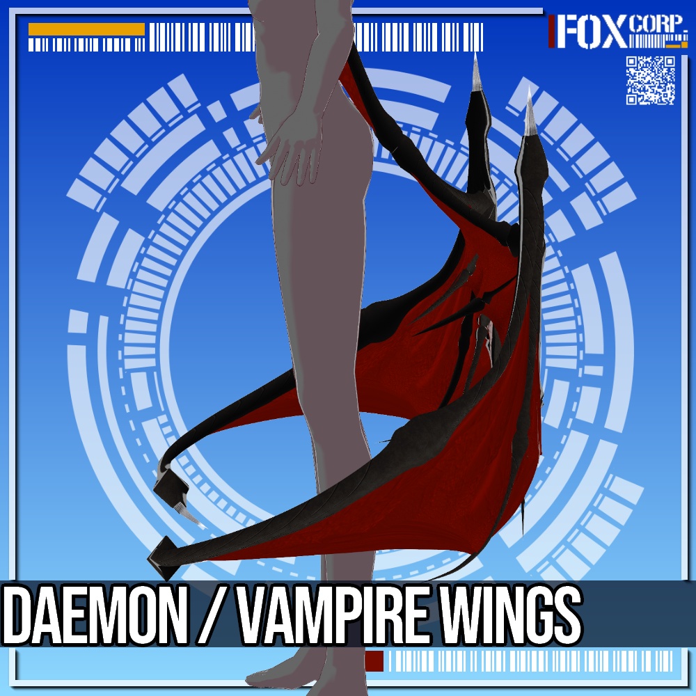 VRoid用 3色展開 悪魔の翼 / 吸血鬼の翼 - Daemon Wings / Vampire Wings 3Colors