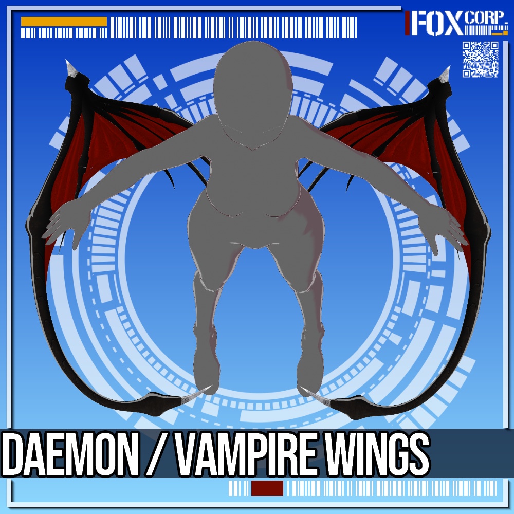 VRoid用 3色展開 悪魔の翼 / 吸血鬼の翼 - Daemon Wings / Vampire Wings 3Colors