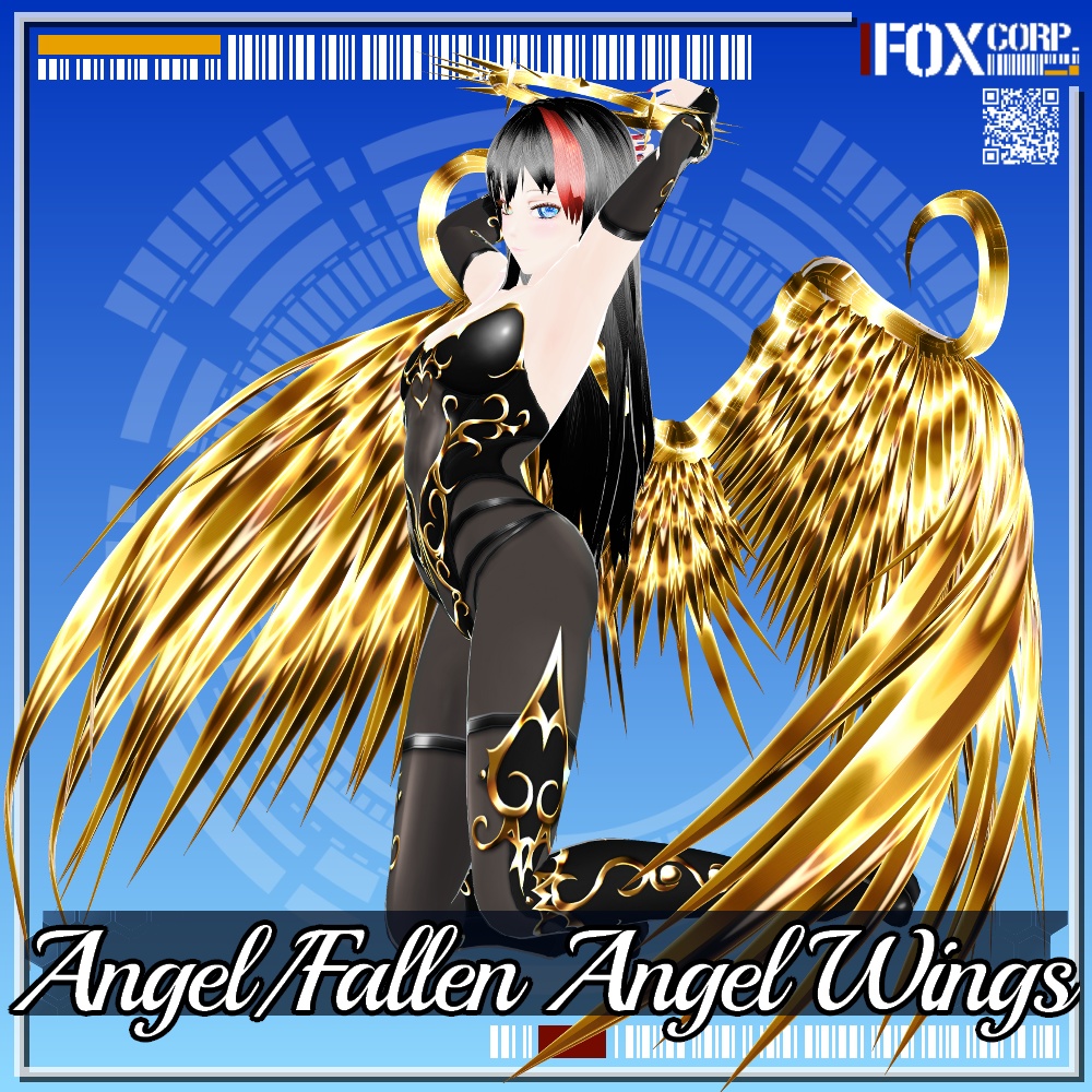 VRoid用 3*3色展開 天使/堕天使の羽 - Angel/Fallen Angel Wings 3*3Colors