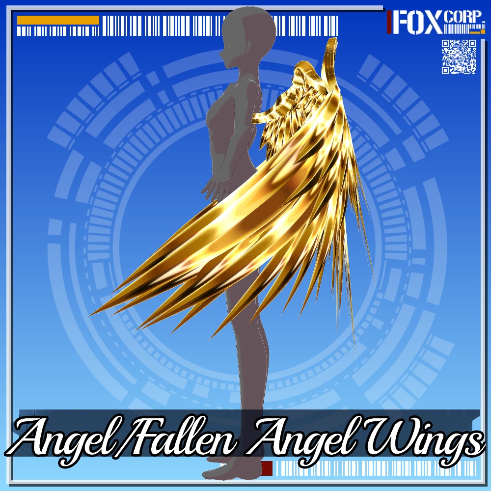 VRoid用 3*3色展開 天使/堕天使の羽 - Angel/Fallen Angel Wings 3*3Colors