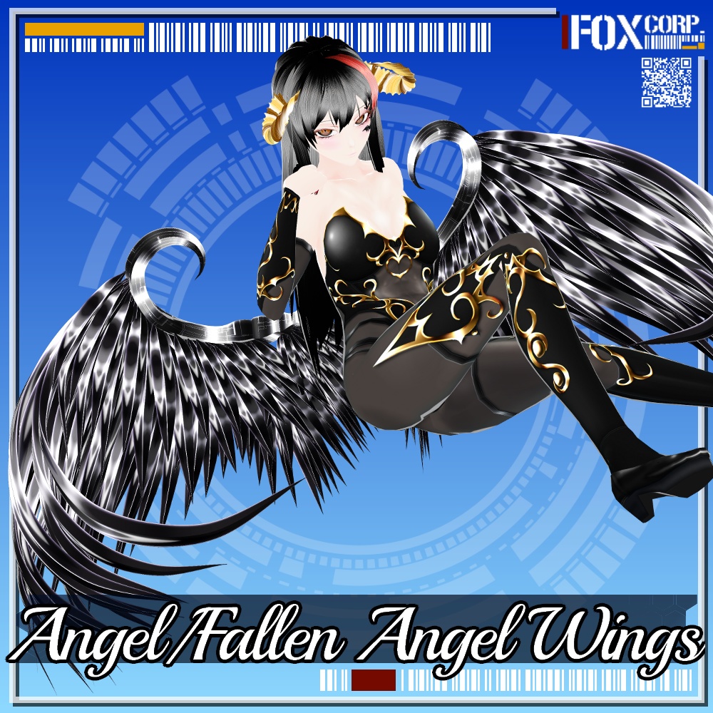VRoid用 3*3色展開 天使/堕天使の羽 - Angel/Fallen Angel Wings 3*3Colors