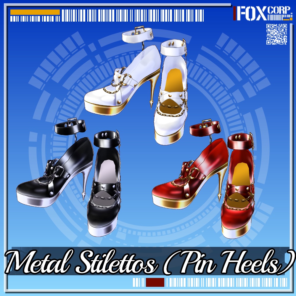 VRoid用 3*2色展開 メタルピンヒール / Metal Stilettos (Pin Heels) 3*2 Colors