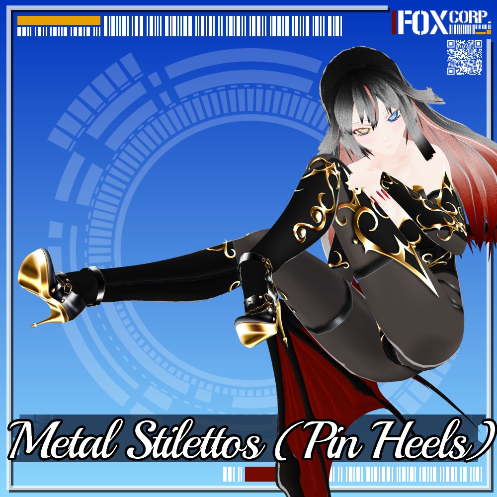 VRoid用 3*2色展開 メタルピンヒール / Metal Stilettos (Pin Heels) 3*2 Colors