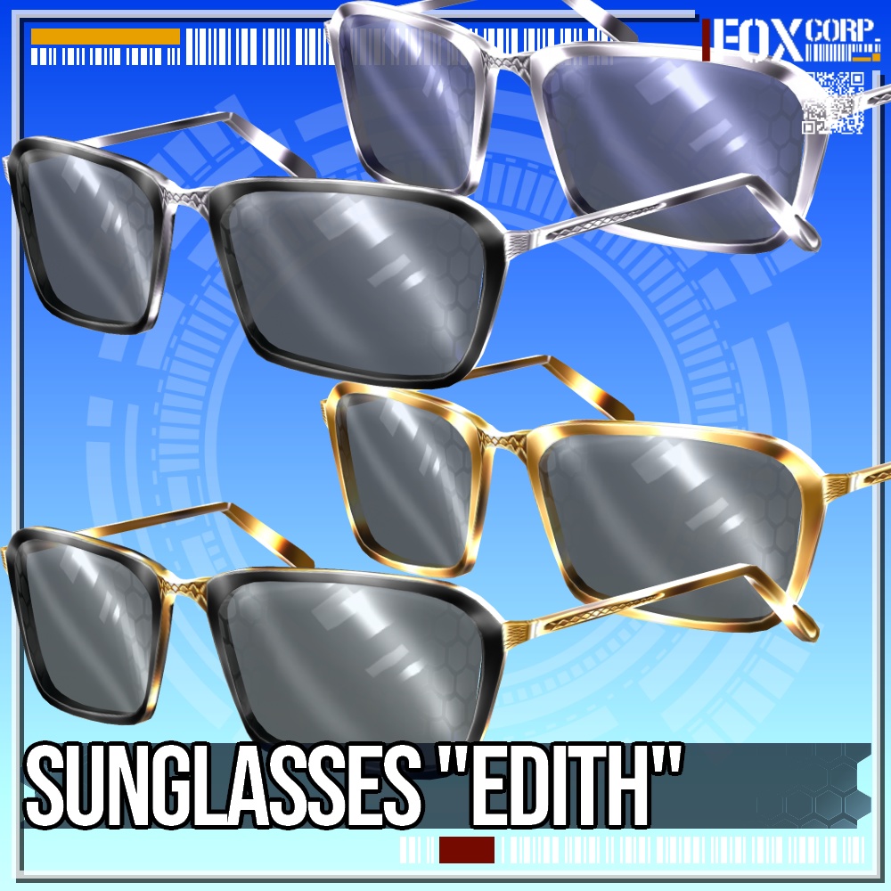 VRoid用 4*4色展開 サングラス イーディス - Sunglasses "E.D.I.T.H."