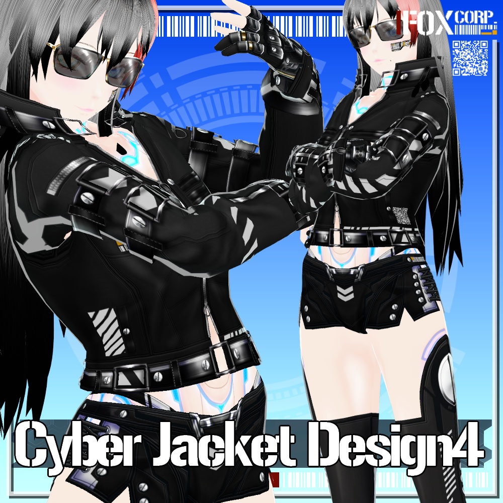 【新色追加!】VRoid用 4*4Colors サイバージャケット4 - Cyber Jacket Design4 4*4 Colors
