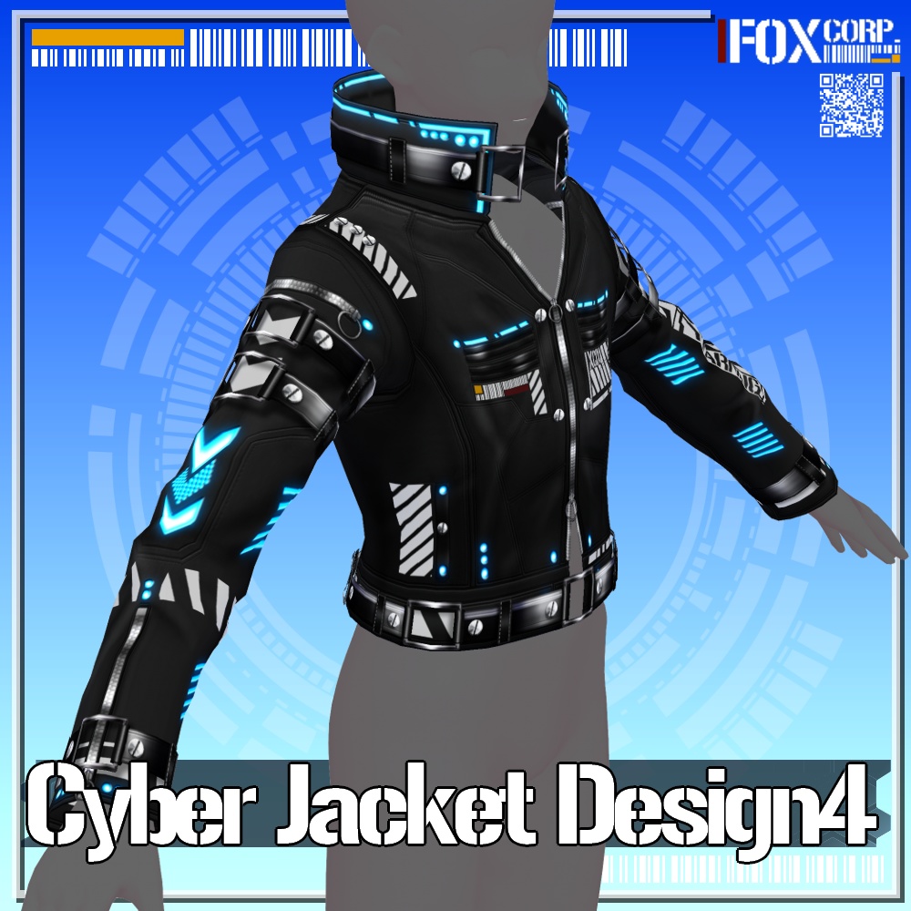 【新色追加!】VRoid用 4*4Colors サイバージャケット4 - Cyber Jacket Design4 4*4 Colors