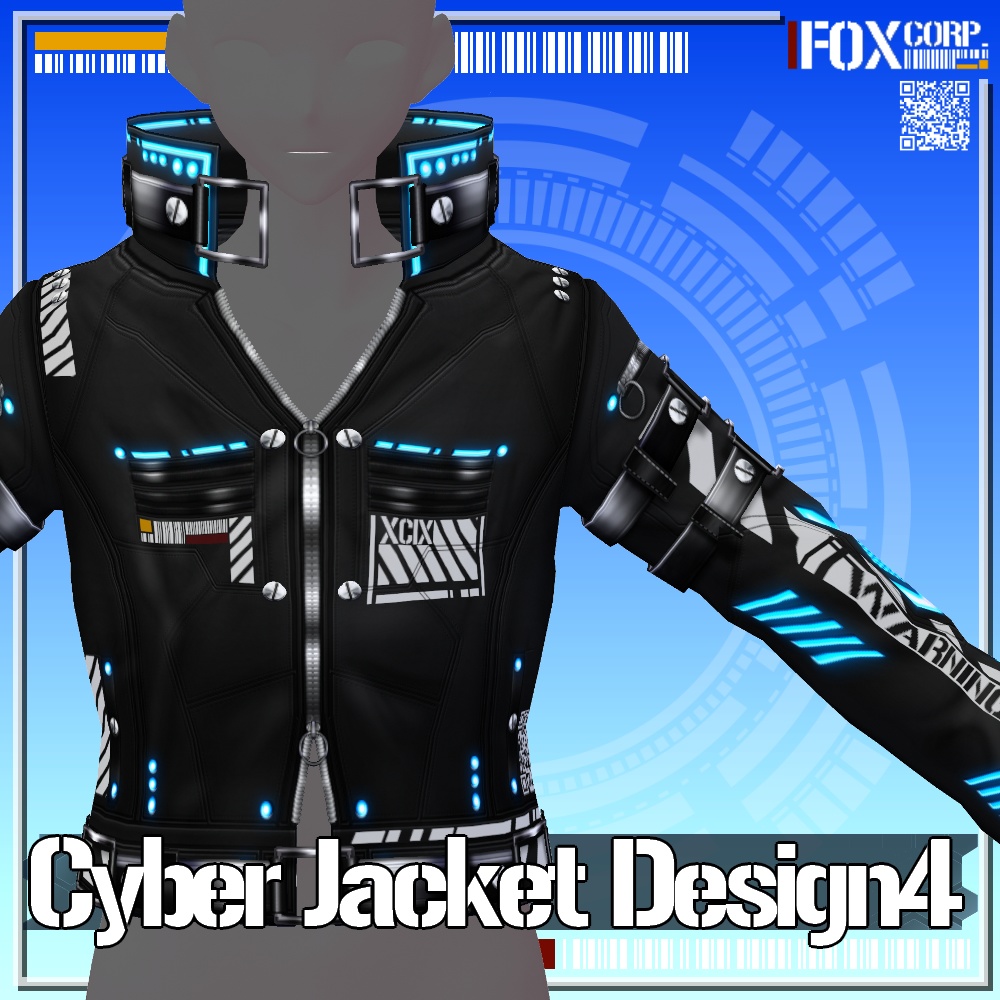 【新色追加!】VRoid用 4*4Colors サイバージャケット4 - Cyber Jacket Design4 4*4 Colors