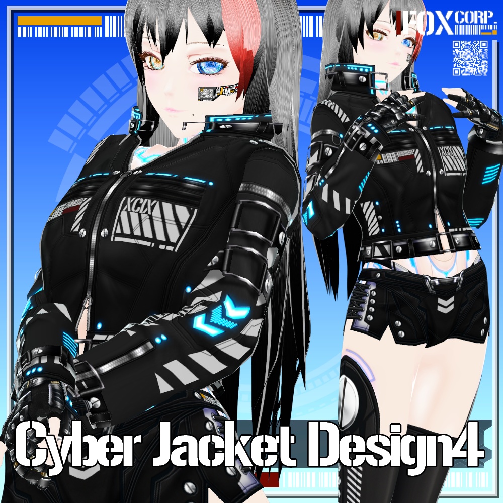 【新色追加!】VRoid用 4*4Colors サイバージャケット4 - Cyber Jacket Design4 4*4 Colors