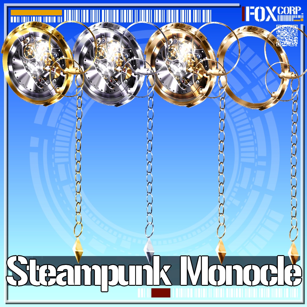 VRoid用 3色展開 スチームパンクモノクル - Steampunk Monocle 3Colors