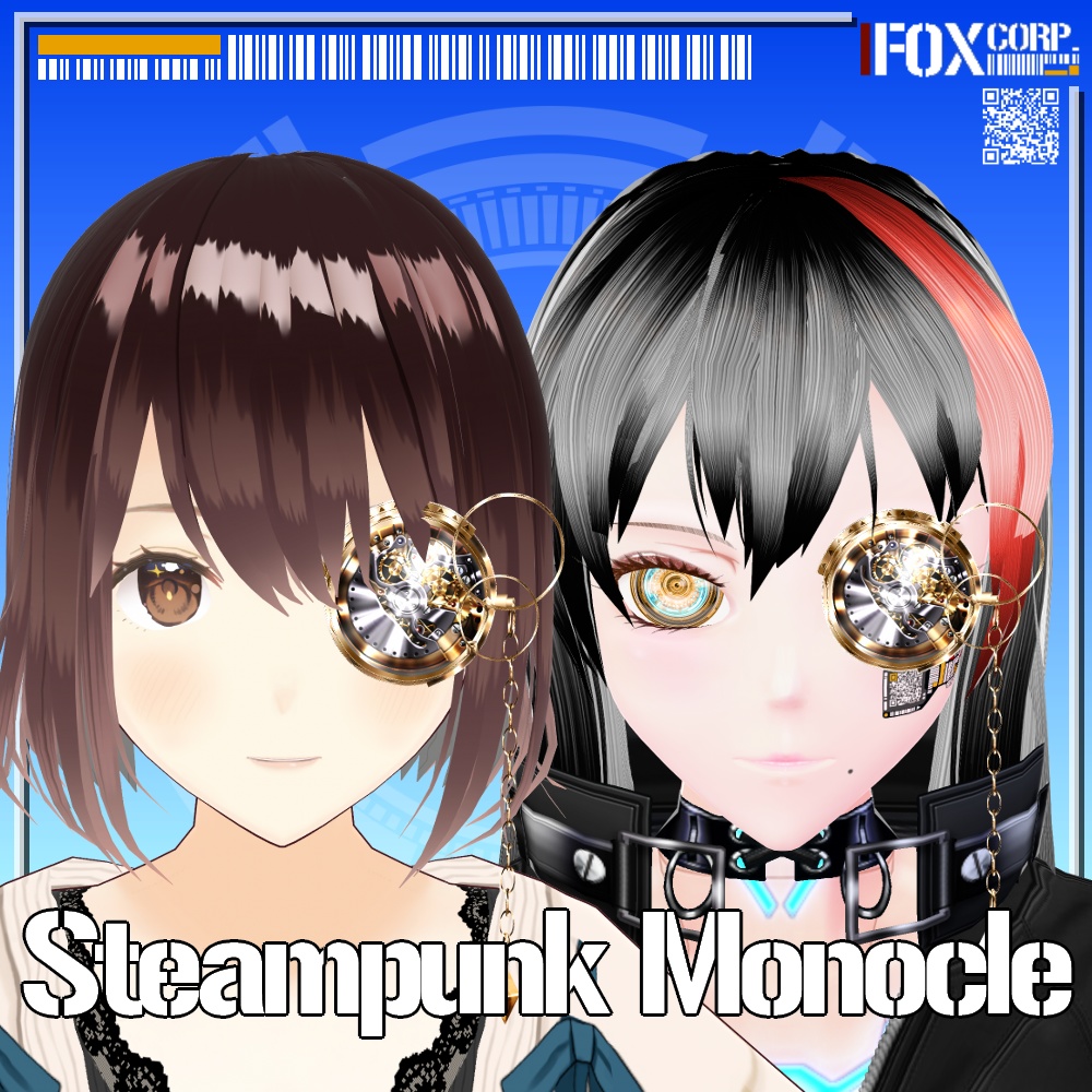 VRoid用 3色展開 スチームパンクモノクル - Steampunk Monocle 3Colors