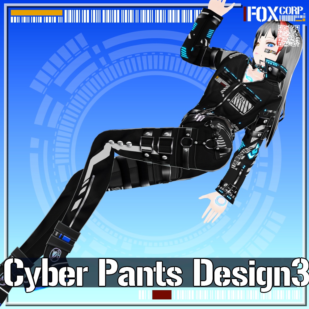 VRoid用 3色展開 サイバーロング/ショート/スキニーパンツ3 - Cyber Long/Short/Skinny Pants Design3