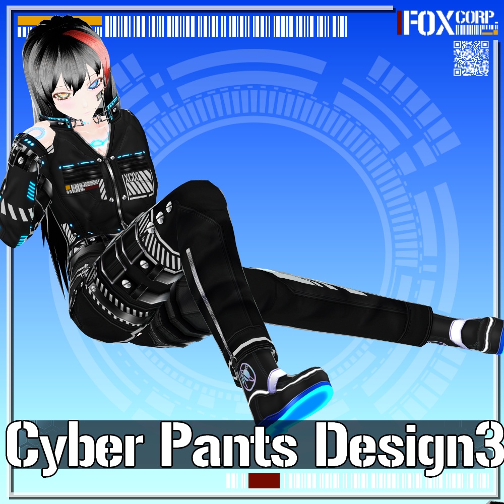 VRoid用 3色展開 サイバーロング/ショート/スキニーパンツ3 - Cyber Long/Short/Skinny Pants Design3