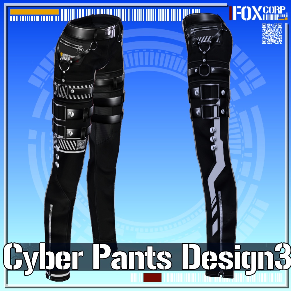 VRoid用 3色展開 サイバーロング/ショート/スキニーパンツ3 - Cyber Long/Short/Skinny Pants Design3