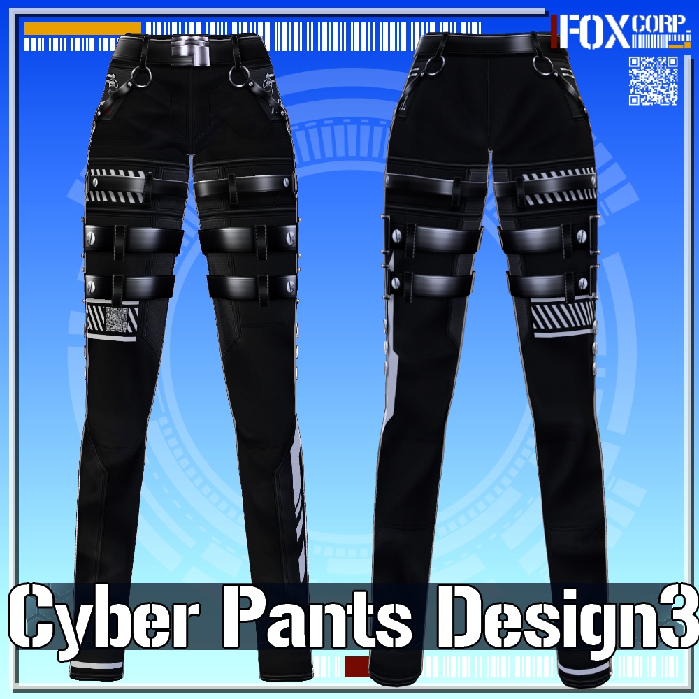 VRoid用 3色展開 サイバーロング/ショート/スキニーパンツ3 - Cyber Long/Short/Skinny Pants Design3