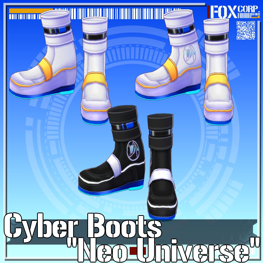 VRoid用 2*4色展開 サイバーブーツ ネオユニヴァース - Cyber Boots "Neo Universe" 2*4Colors