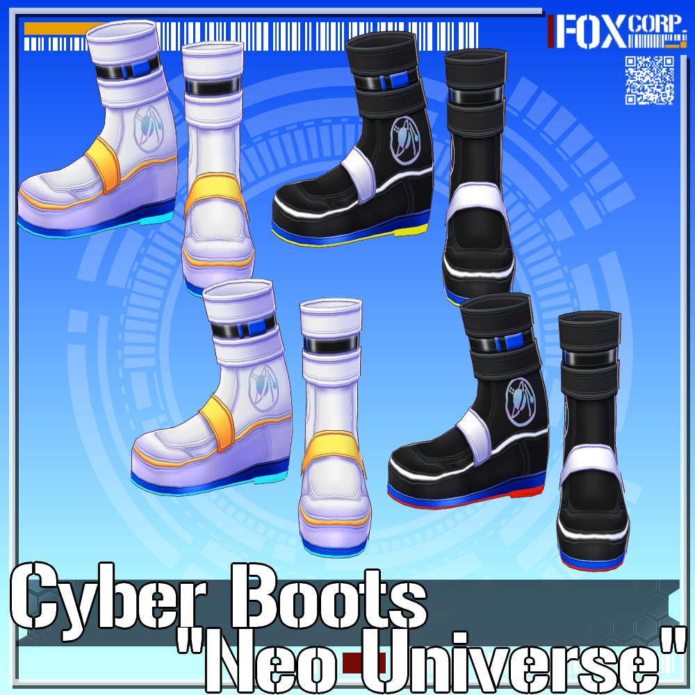 VRoid用 2*4色展開 サイバーブーツ ネオユニヴァース - Cyber Boots "Neo Universe" 2*4Colors