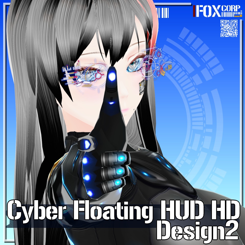 VRoid用 4色展開 サイバーフローティング HUD HD デザイン2 - Cyber Floating HUD HD Design2