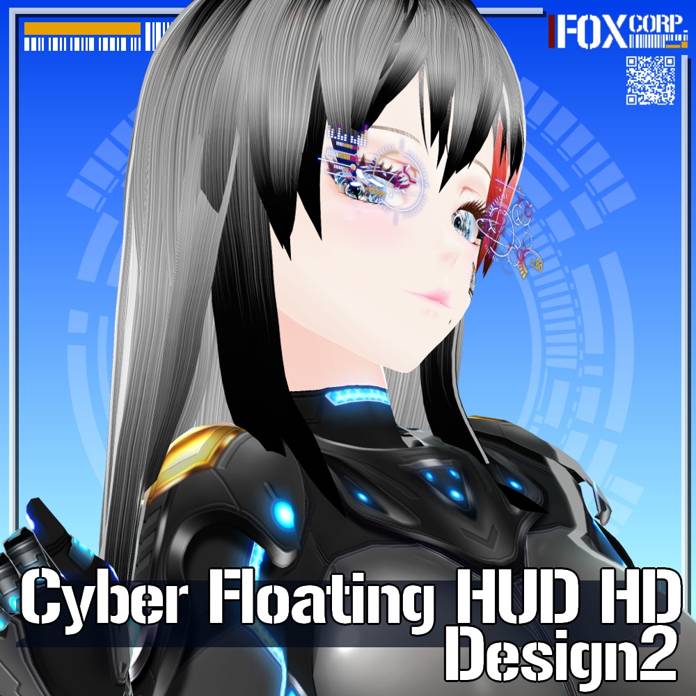 VRoid用 4色展開 サイバーフローティング HUD HD デザイン2 - Cyber Floating HUD HD Design2