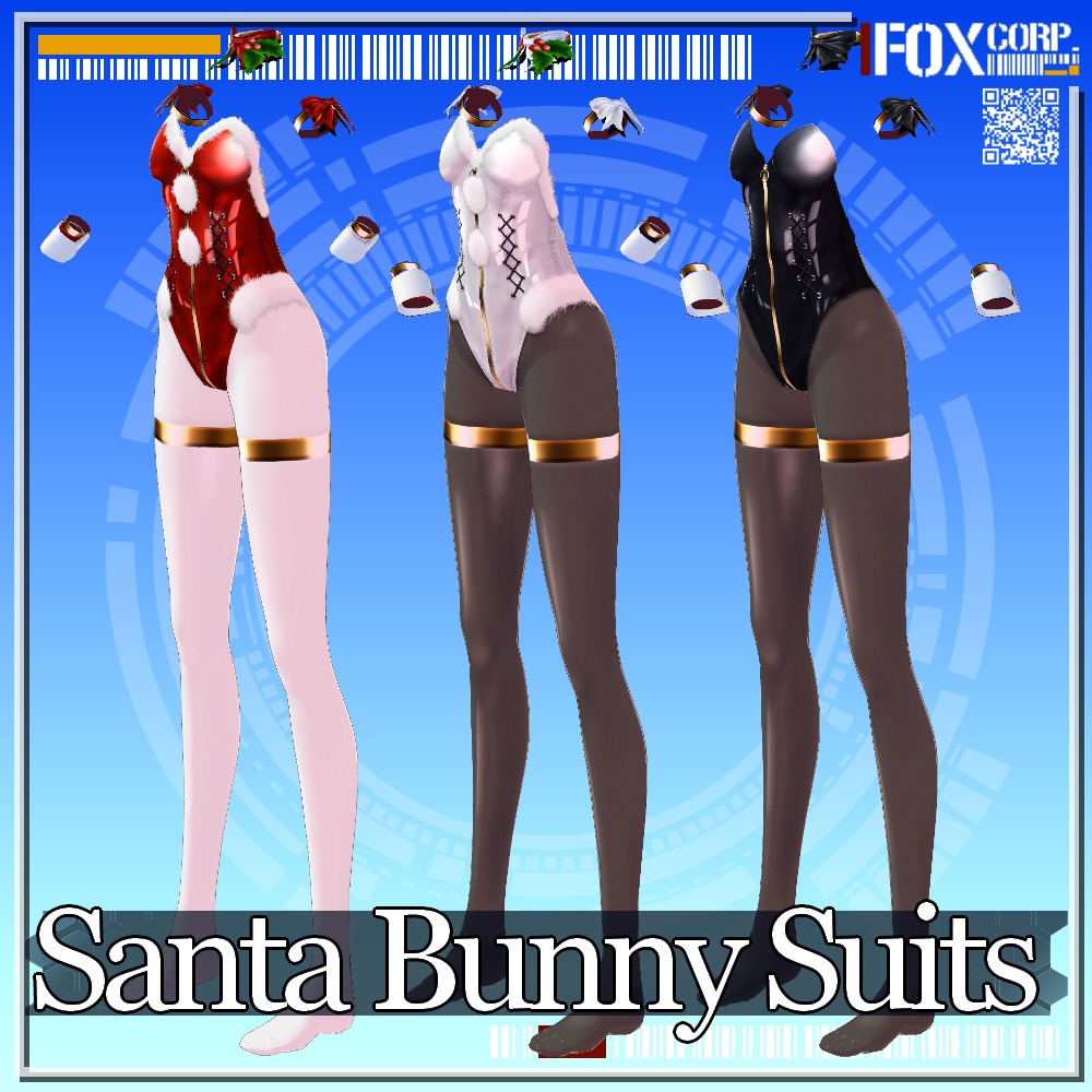 VRoid用 2*3色展開 クリスマス サンタバニースーツ - Christmas Santa Bunny Suits 2*3Colors