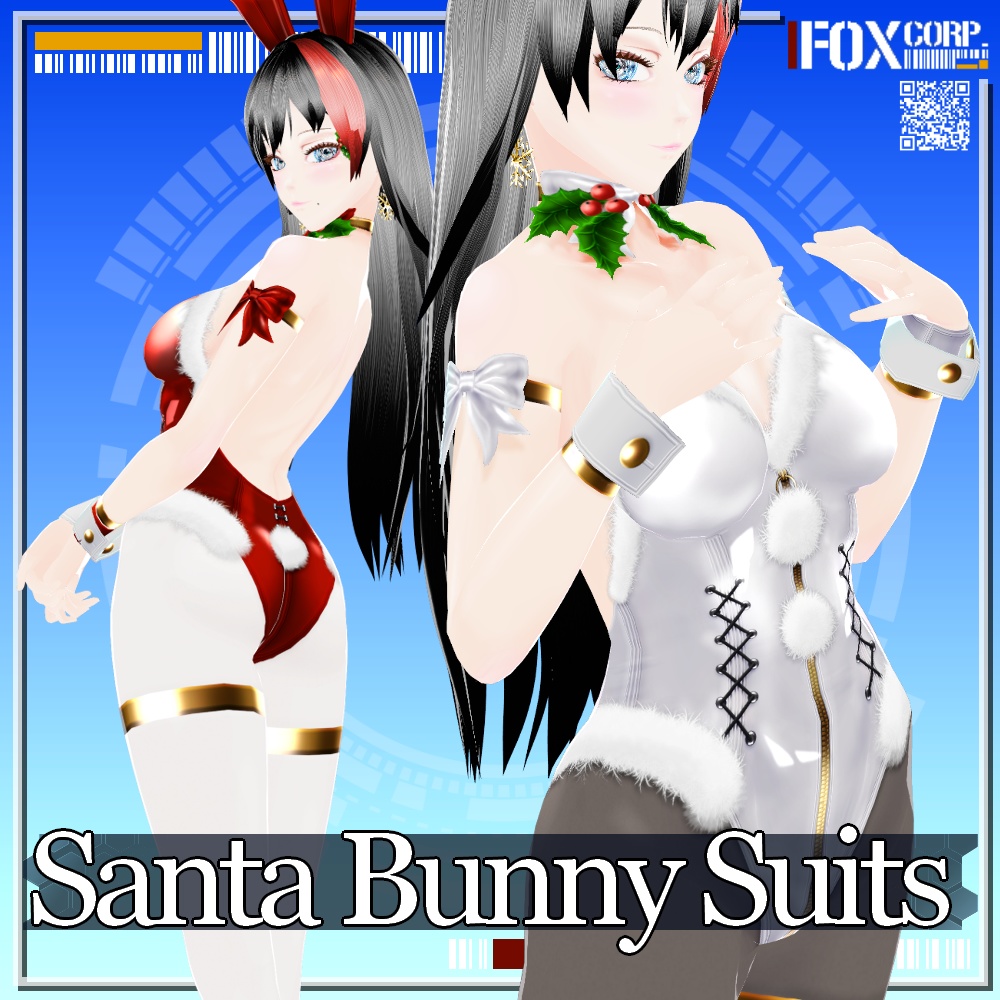 VRoid用 2*3色展開 クリスマス サンタバニースーツ - Christmas Santa Bunny Suits 2*3Colors