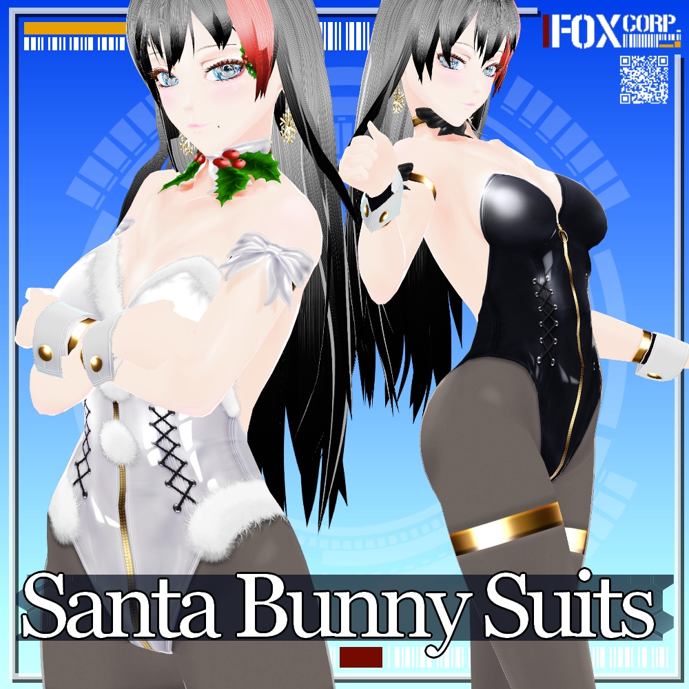 VRoid用 2*3色展開 クリスマス サンタバニースーツ - Christmas Santa Bunny Suits 2*3Colors