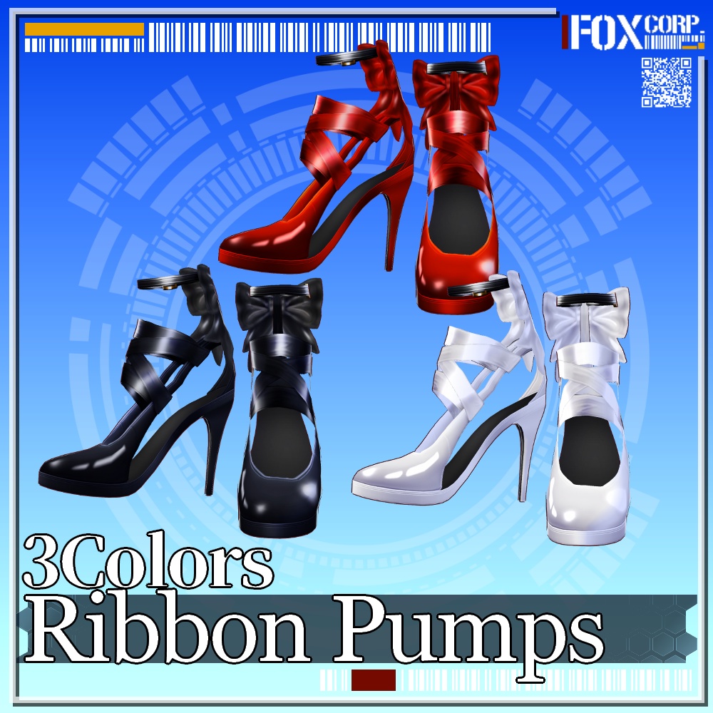 VRoid用 3色展開 リボンパンプス - Ribbon Pumps 3Colors