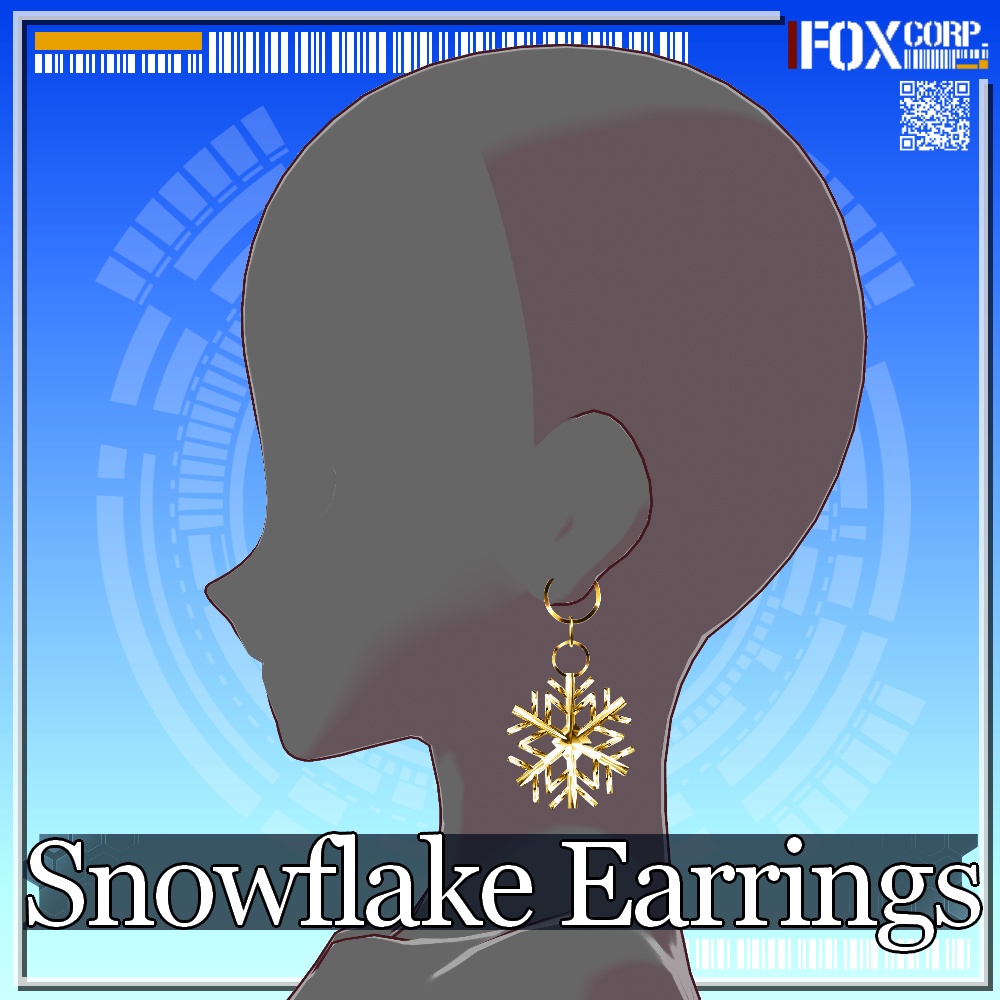 VRoid用 3色展開 雪の結晶イヤリング - Snowflake Earrings 3Colors