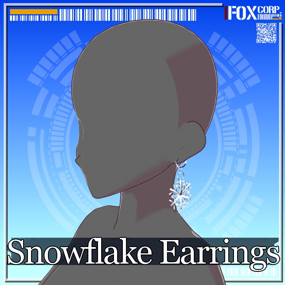 VRoid用 3色展開 雪の結晶イヤリング - Snowflake Earrings 3Colors