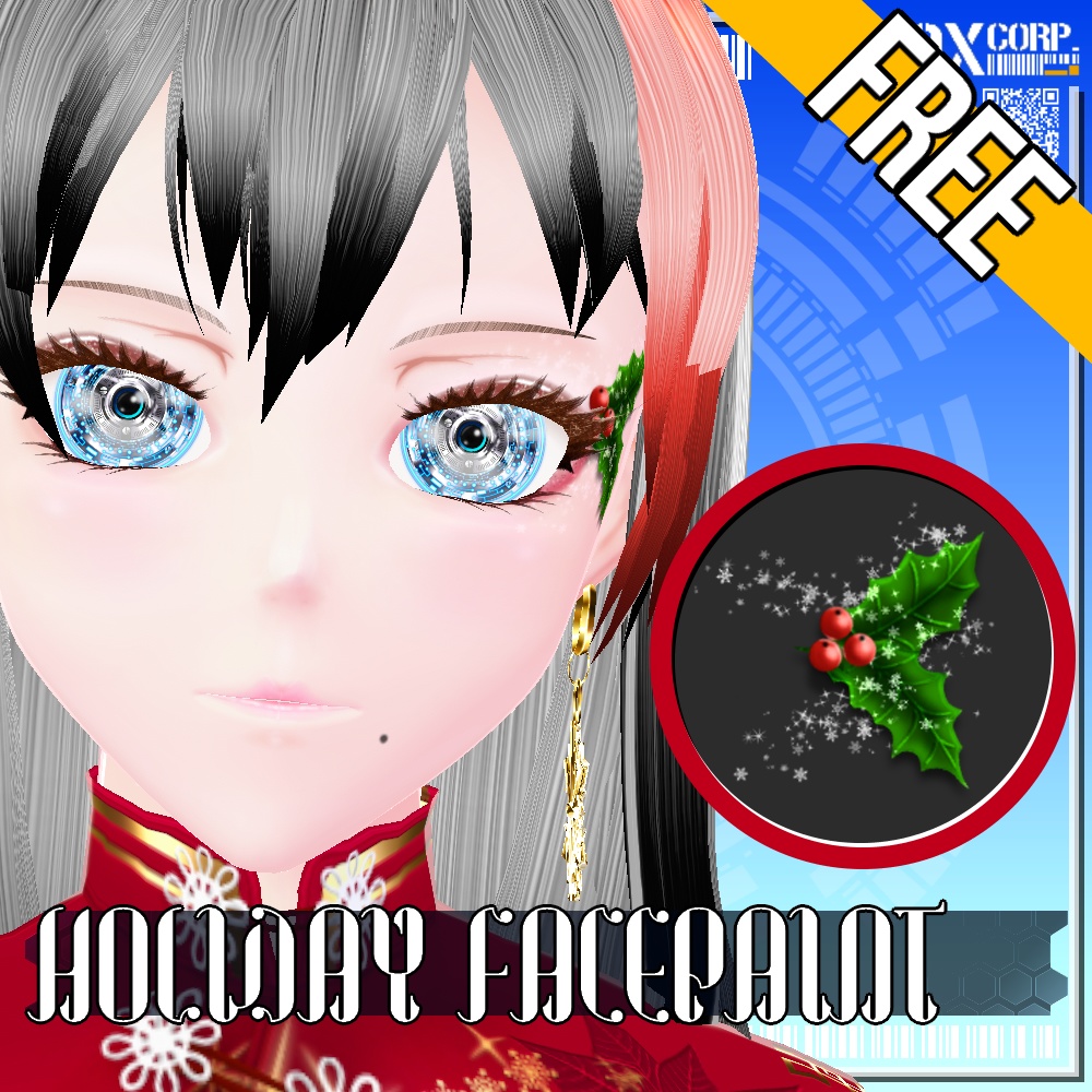 VRoid用 【FREE!】 ホリデーフェイスペイント - Holiday Facepaint