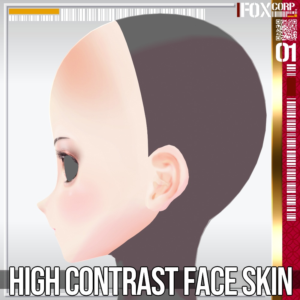 VRoid用 色彩設定可能 メイク付きハイコントラスト顔テクスチャ - High Contrast Face Texture