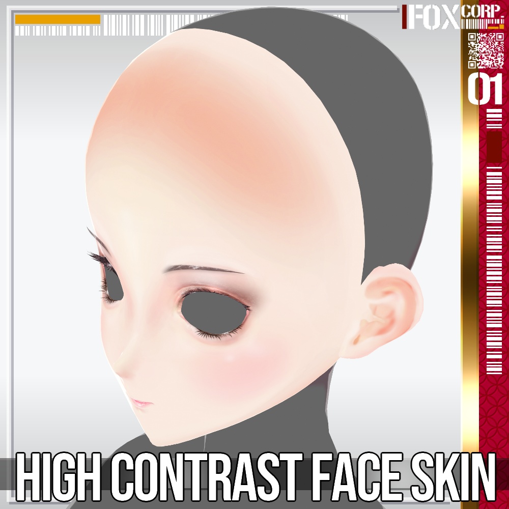 VRoid用 色彩設定可能 メイク付きハイコントラスト顔テクスチャ - High Contrast Face Texture