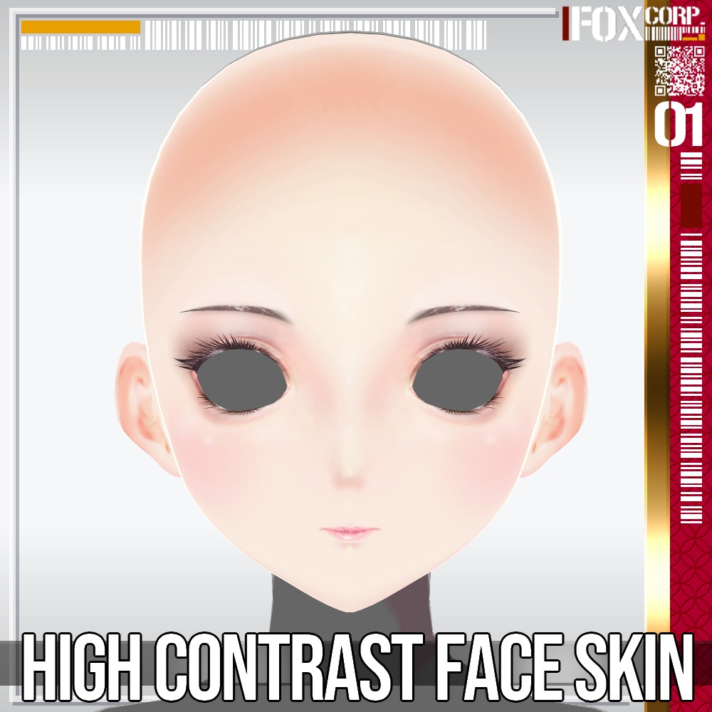 VRoid用 色彩設定可能 メイク付きハイコントラスト顔テクスチャ - High Contrast Face Texture