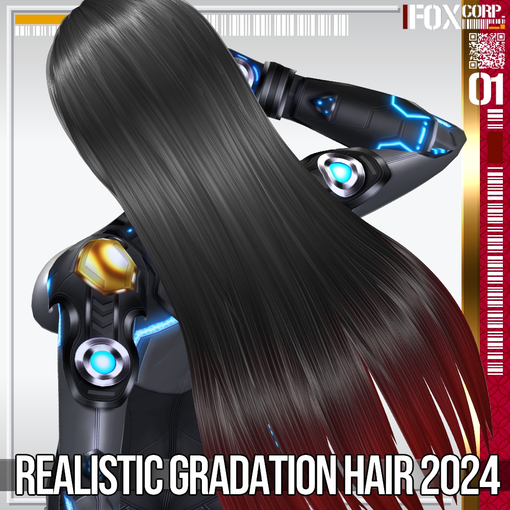 VRoid用 36色+色彩設定可能 リアル調グラデーションヘアテクスチャ 2024 - Realistic Gradation Hair 2024