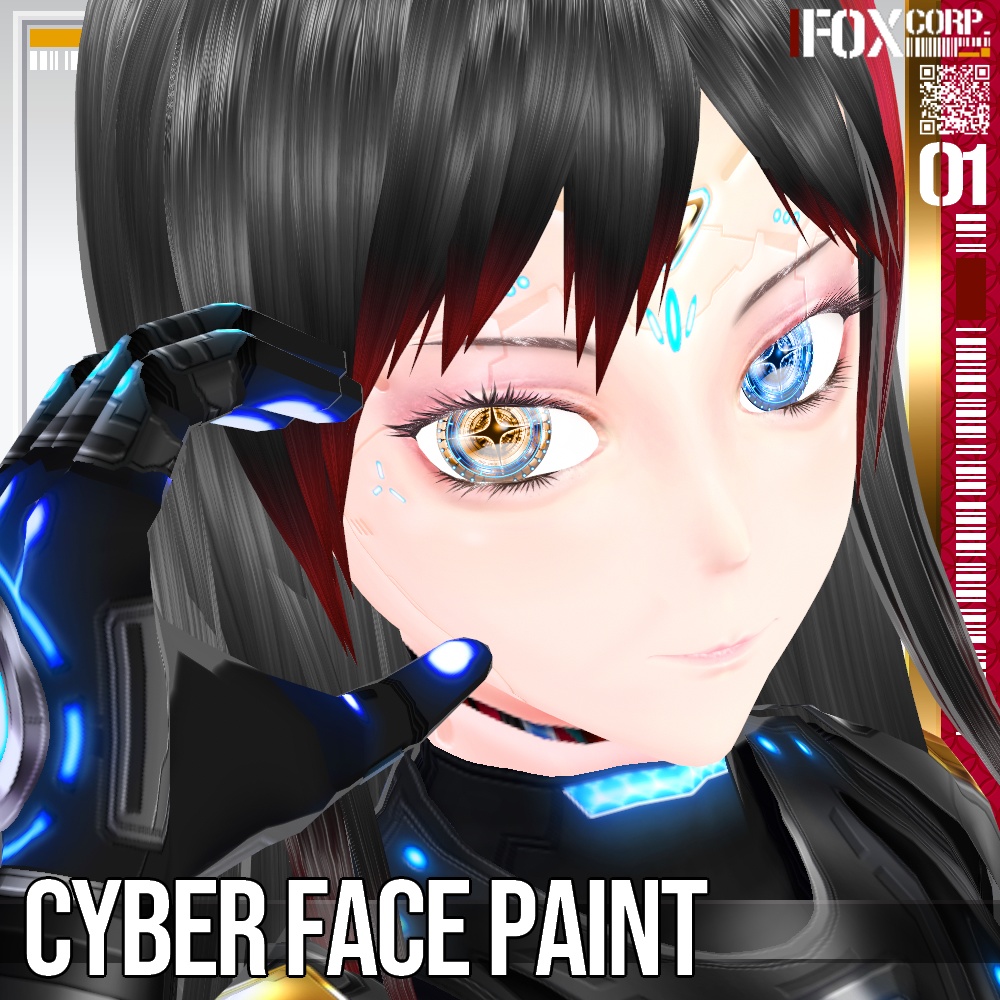 VRoid用 6*4色展開 アンドロイド風サイバーフェイスペイント - Android / Cyber Face Paint 6*4Colors
