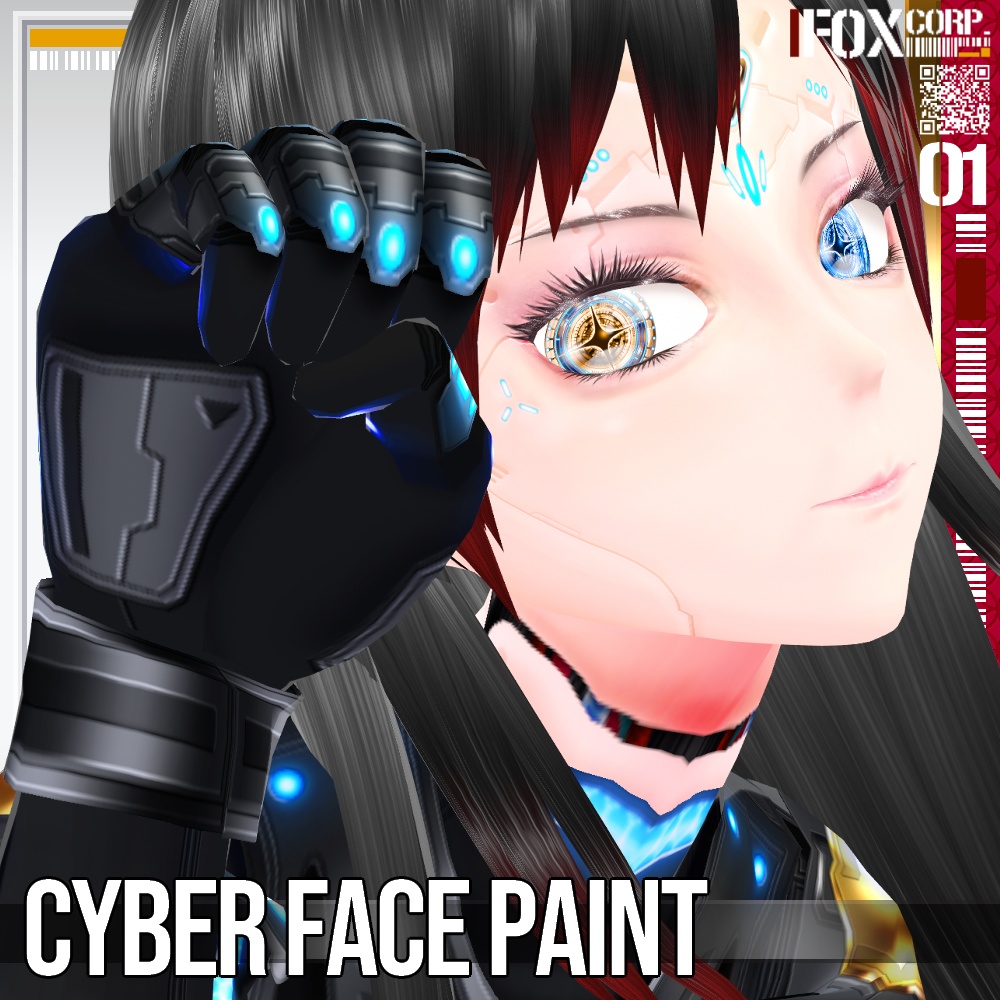 VRoid用 6*4色展開 アンドロイド風サイバーフェイスペイント - Android / Cyber Face Paint 6*4Colors