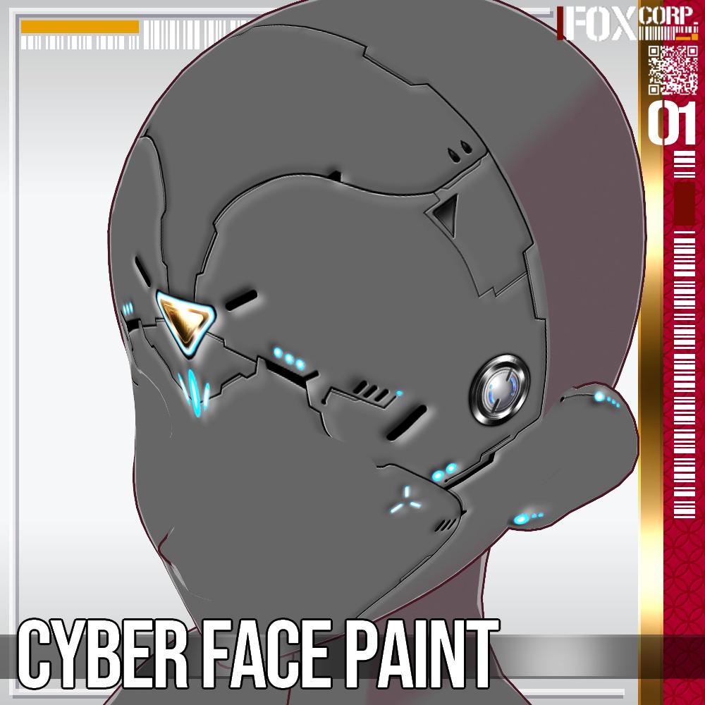 VRoid用 6*4色展開 アンドロイド風サイバーフェイスペイント - Android / Cyber Face Paint 6*4Colors