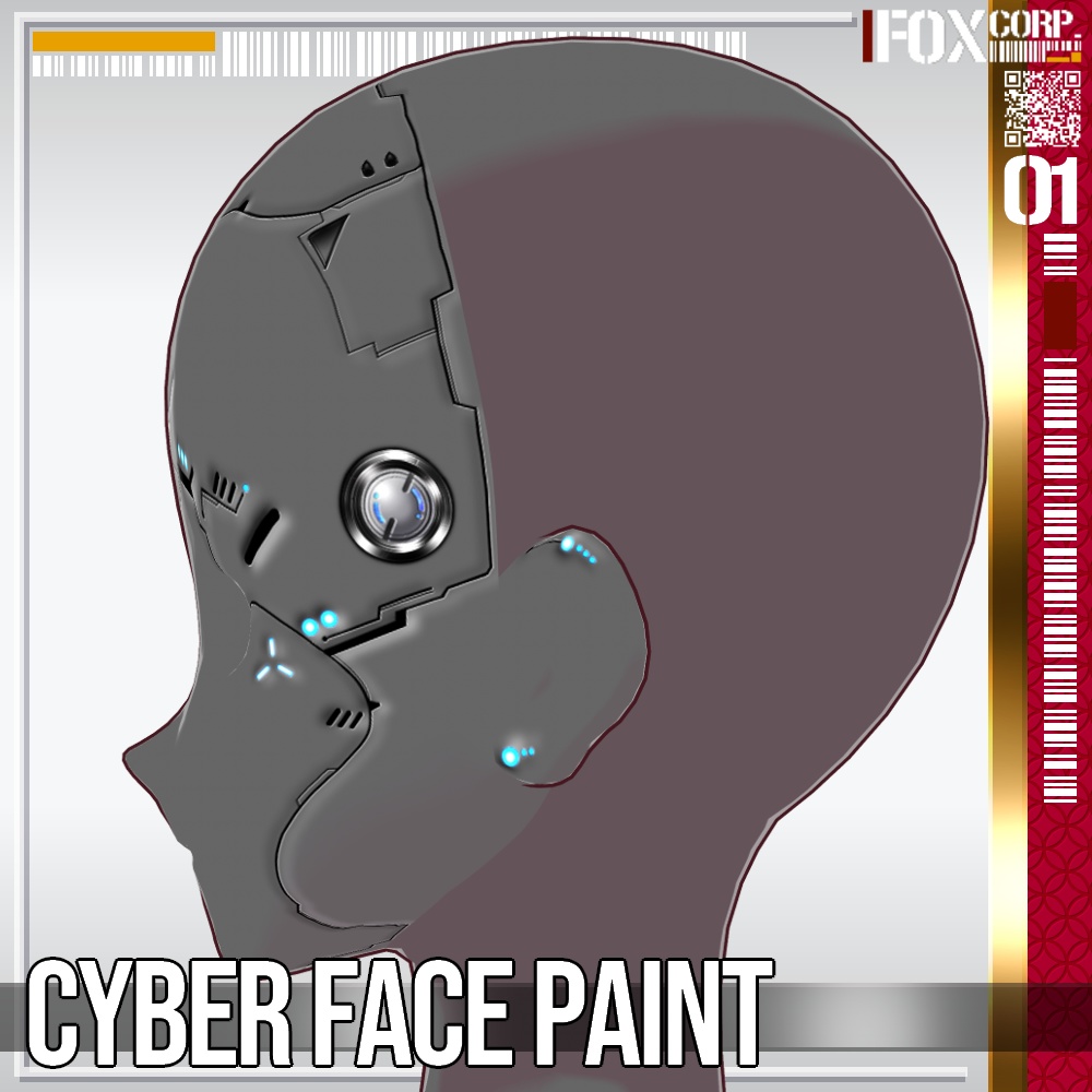 VRoid用 6*4色展開 アンドロイド風サイバーフェイスペイント - Android / Cyber Face Paint 6*4Colors