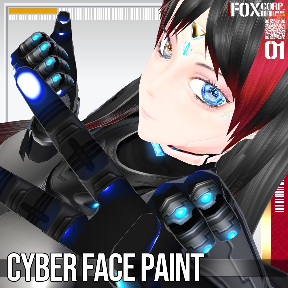 VRoid用 6*4色展開 アンドロイド風サイバーフェイスペイント - Android / Cyber Face Paint 6*4Colors