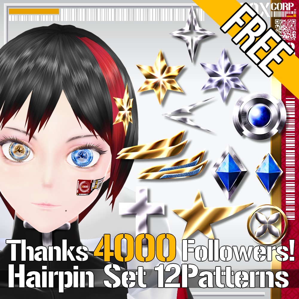 VRoid用 【FREE!】ヘアピンセット 12パターン - Hairpin Set 12Patterns 