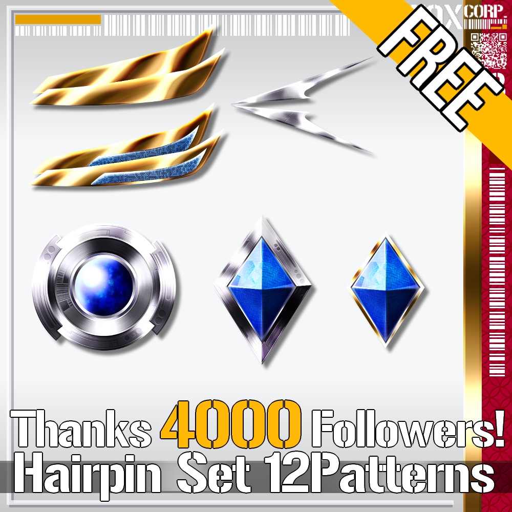 VRoid用 【FREE!】ヘアピンセット 12パターン - Hairpin Set 12Patterns