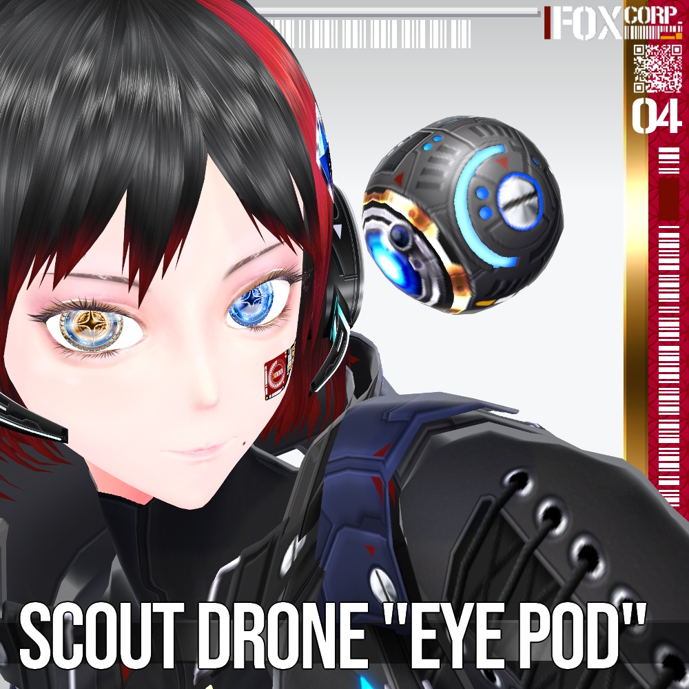 VRoid用 4*9色展開 偵察用ドローン "アイポッド" - Scout Drone "Eye Pod" 4*9Colors