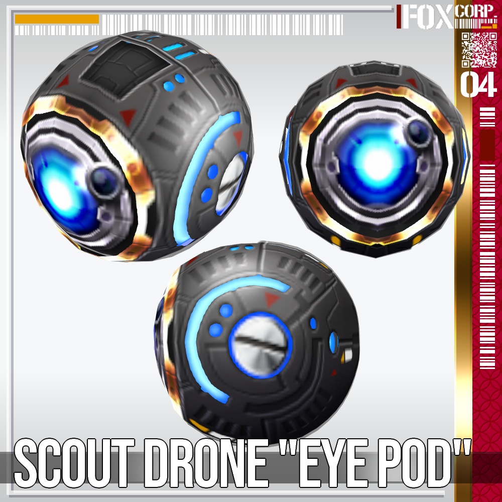 VRoid用 4*9色展開 偵察用ドローン "アイポッド" - Scout Drone "Eye Pod" 4*9Colors
